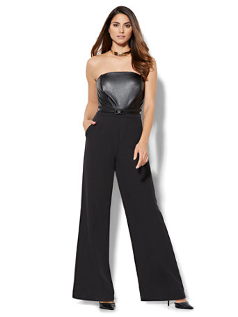NY&C: Faux-Leather Strapless Jumpsuit
