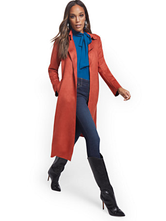 suede wrap coat