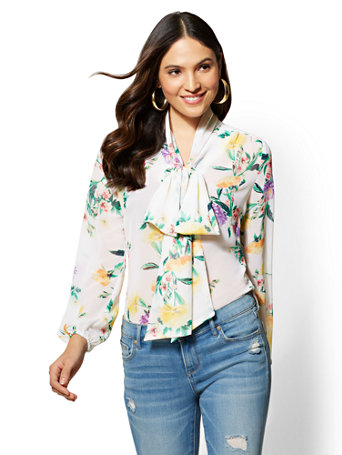 floral bow blouse