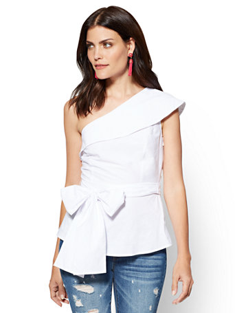 one shoulder shirt white