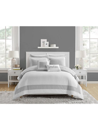 NY & Co Women's Gibson Queen-Size 9-Piece Comforter & Sheet Set - Home Grey photo