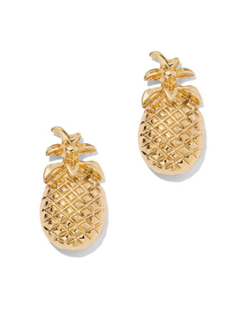 Goldtone Pineapple Stud Earring Our pineapple stud earring brings a touch of island style to your summer.  **Overview**  >> Post backing. >> Earring drop: 1 inch. >> Mixed metal. >> Imported.