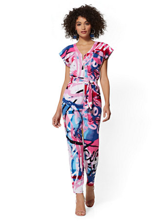 graffiti print jumpsuit