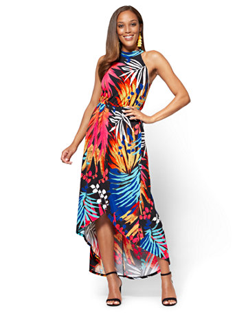 NY&C: Halter Maxi Dress - Palm Print