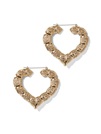 Ny C Heart Shaped Bamboo Hoop Earring 001