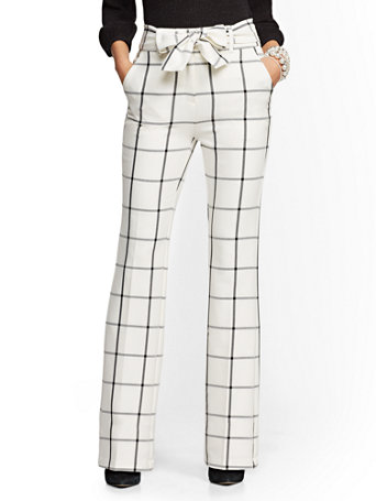 high waisted black and white plaid pants