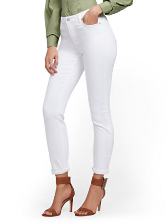 NY&Co Women's High-Waisted Curvy Boyfriend Jeans - White NY&Co Women's High-Waisted Curvy Boyfriend Jeans - White