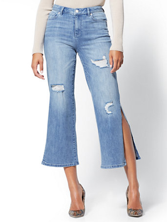 destroyed wide leg jeans