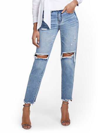 distressed waisted wash boyfriend jeans dream ankle medium