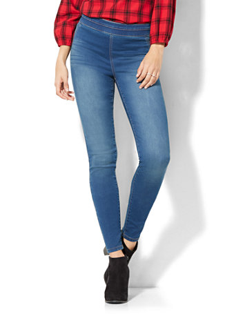 high waisted pull on jeans