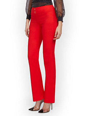 NY&Co Women's High-Waisted Pull-On Slimming Straight-Leg Pants - 7th Avenue Red Harbor NY&Co Women's High-Waisted Pull-On Slimming Straight-Leg Pants - 7th Avenue Red Harbor