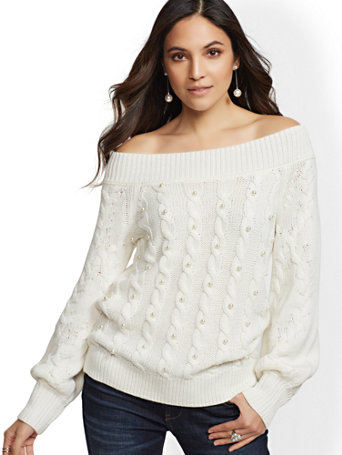 pearl shoulder sweater