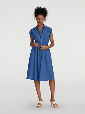 Kalie Belted Chambray Shirtdress 