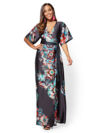 kimono wrap dress maxi
