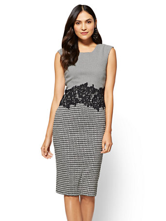 Lace-Accent Sheath Dress - 7th Avenue | New York & Company