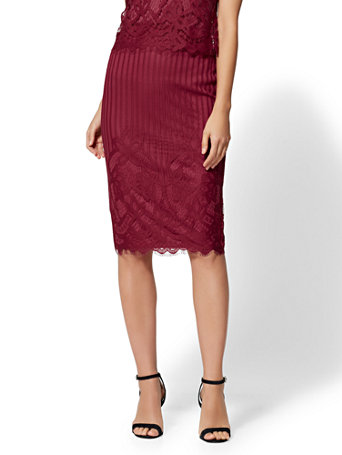 Lace Overlay Pencil Skirt | New York & Company