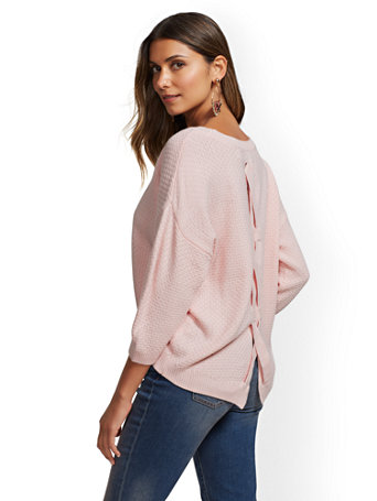 lace up back sweater