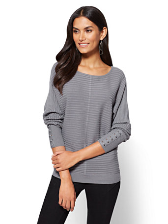 Lace-Up Cuff Dolman Sweater | New York & Company