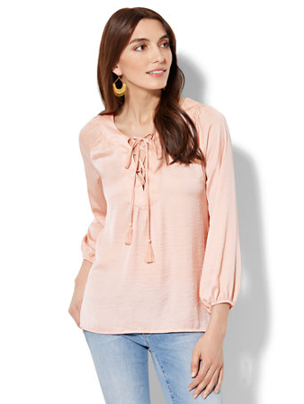 lace up peasant blouse