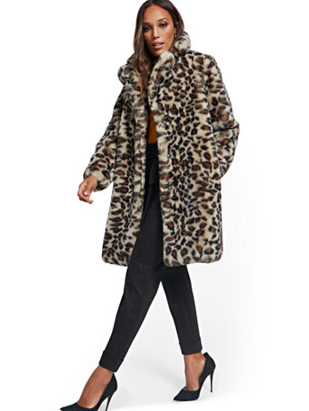 Leopard-Print Faux-Fur Coat | New York & Company