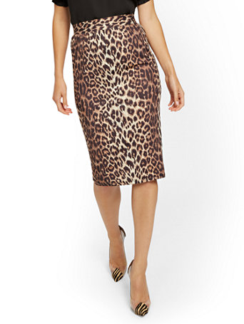 leopard print midi pencil skirt
