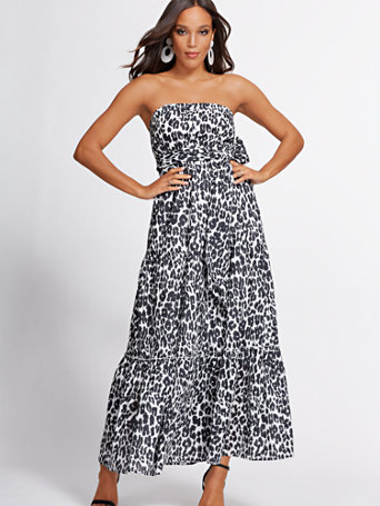 leopard strapless dress