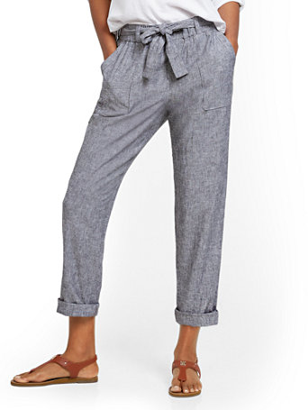 Linen Belted Boyfriend Pant | New York 