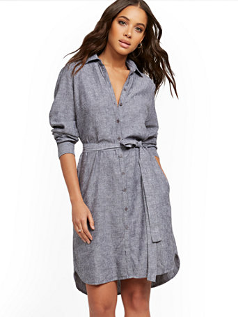 linen dress button front