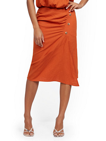 button front wrap skirt