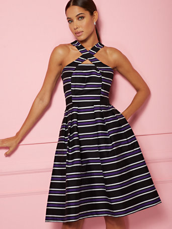 eva mendes striped dress