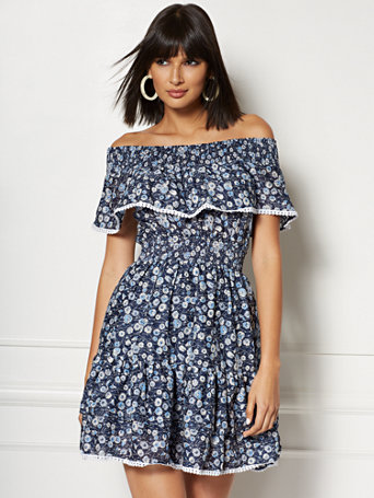 off the shoulder fit and flare dress