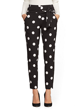 white and black polka dot pants