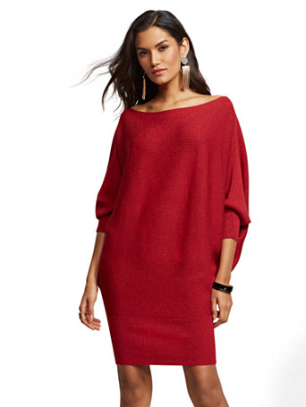 NY\u0026C: Metallic Dolman Sweater Dress