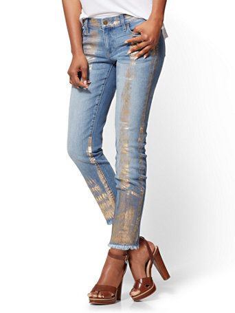 gold foil jeans
