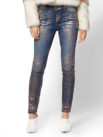metallic skinny jeans