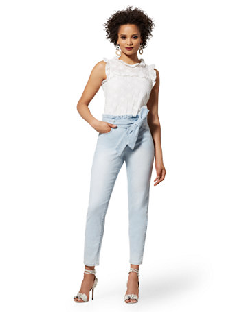 mid rise paperbag pants