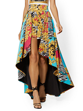 Mixed-Print Short & Overlay Skirt - 7th Avenue | New York & Company