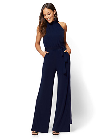 black mock neck jumpsuit