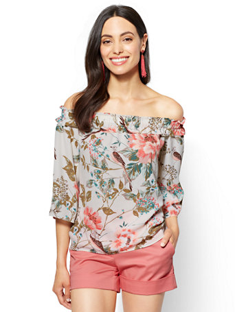 floral off shoulder blouse