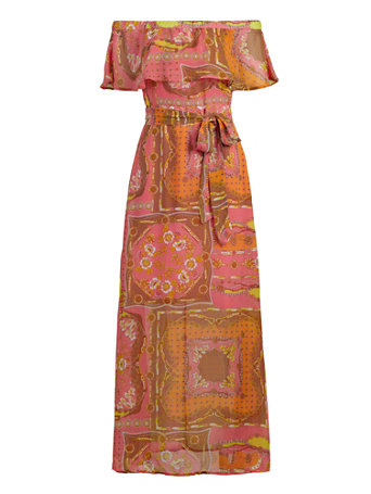 scarf print maxi dress