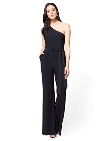 one sleeve jumpsuit black