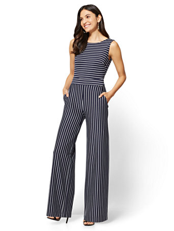 next navy stripe jumpsuit