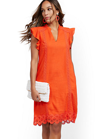 linen orange dress