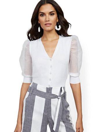 organza sleeve cardigan