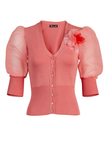 organza sleeve cardigan