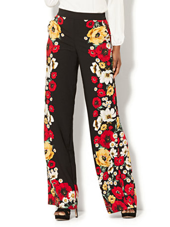 NY&C: Palazzo Pant - Black Floral Print