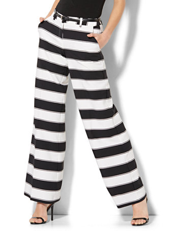black white striped pants