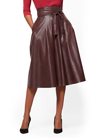 Ny C Paperbag Waist Faux Leather Skirt 969