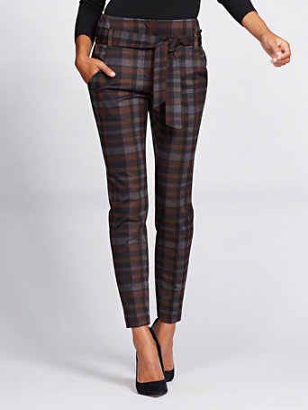 plaid paperbag waist pants