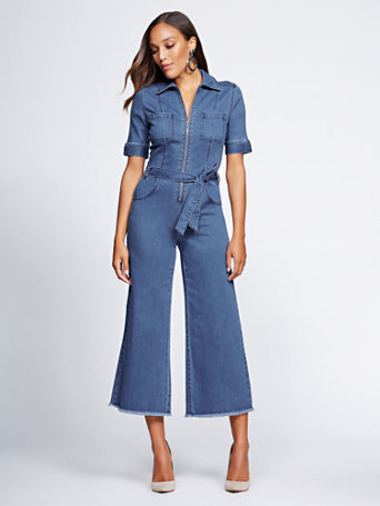 petite denim jumpsuit
